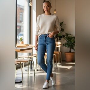 Free People We The Free Raw High-Rise Capri Jegging 27 | Blue Raw Hem Denim